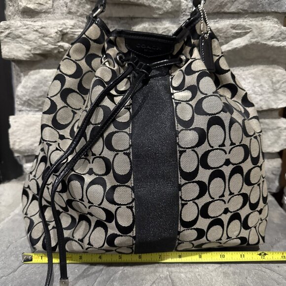 Authentic Rare Coach Black Stripe Bucket w/Patent Leather No M1382-F30581 - Picture 2 of 12